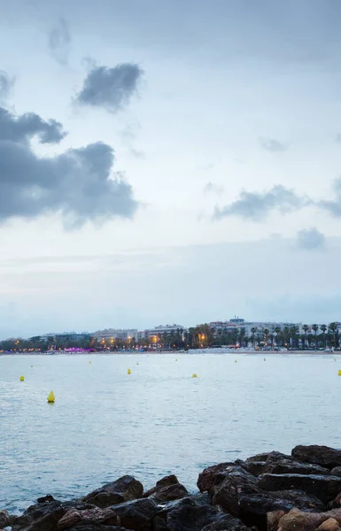 Pláž Přední Obraz Salou Španělsku Soumraku — Stock fotografie