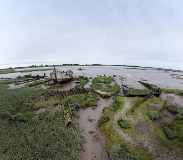 Vecchia Barca Abbandonata Sulle Rive Del Fango Maldon Essex Inghilterra — Foto Stock