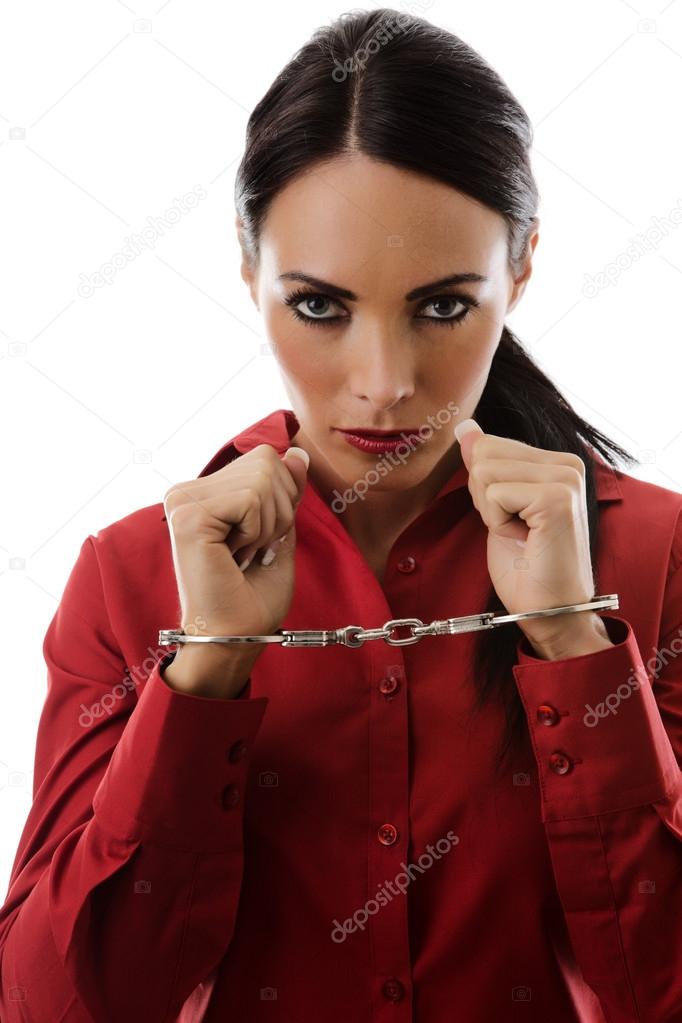 woman in handcuffs