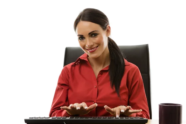 Businesswoman working at office desk — Stock Photo, Image