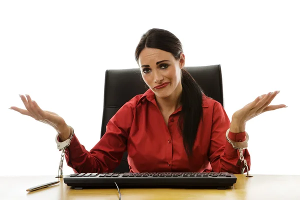 Kvinnan handboja skrivbord — Stockfoto