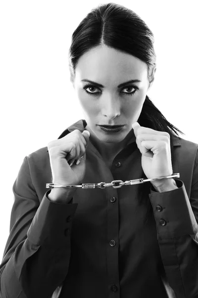 Woman in handcuffs — Stock Photo, Image