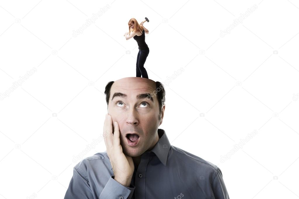 woman getting mad ontop of mans head