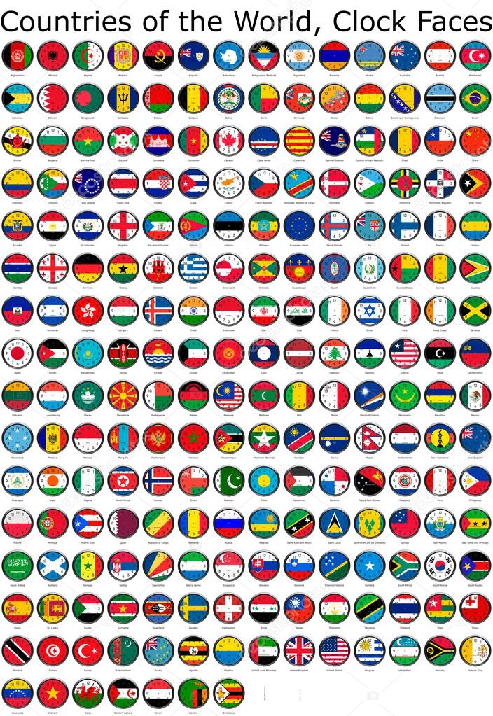 flag of the world clocks