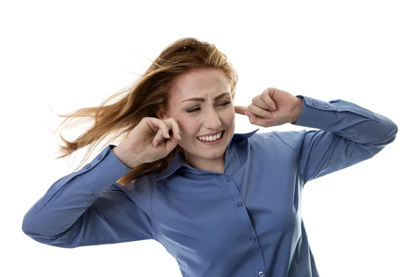 Winderige haar schoot in de studio — Stockfoto