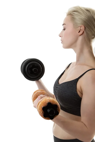 Workout mit Essen — Stockfoto