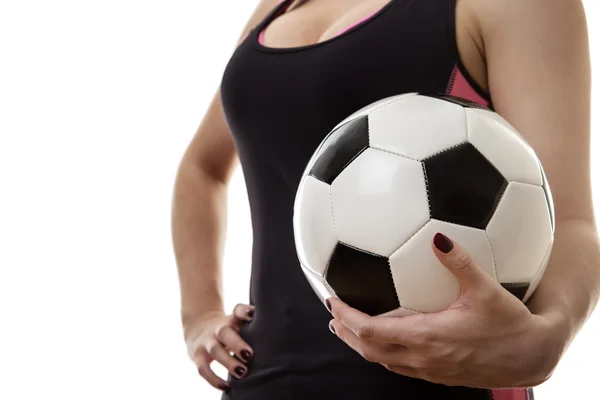 Sexy Woman Wearing Sports Bra And Short Holding A Traditional