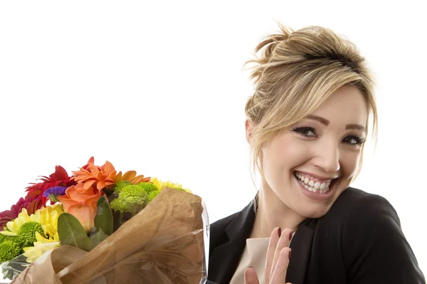 Receiving flowers thank you — Stock Photo, Image