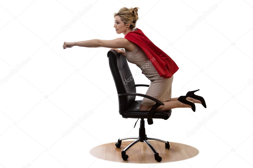 business superhero on a chair