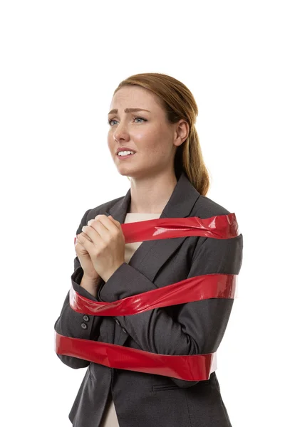 Caught up in red tape — Stock Photo, Image