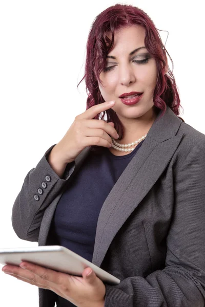 Mujer confundida por la tecnología —  Fotos de Stock