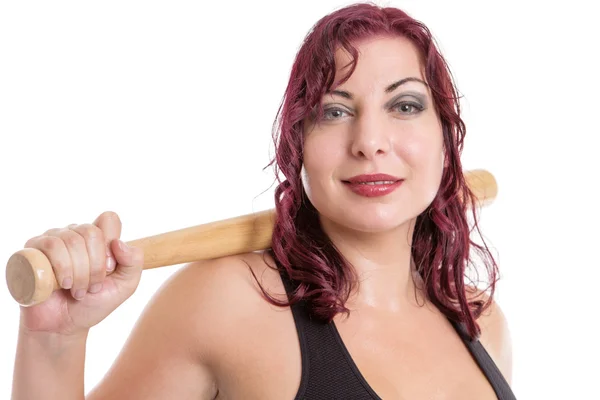 Fitness woman with baseball bat — Stock Photo, Image