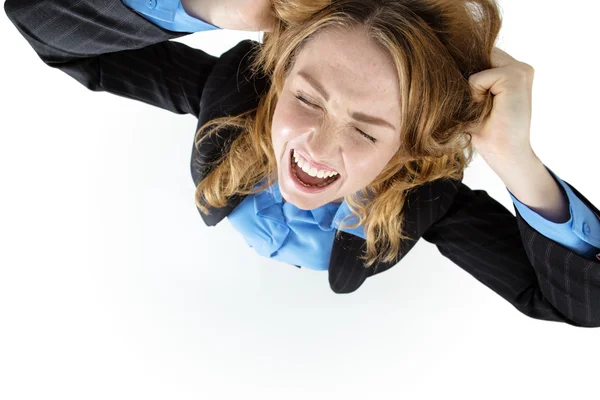 Frustrated pretty brunette tearing her hair out — Stock Photo, Image