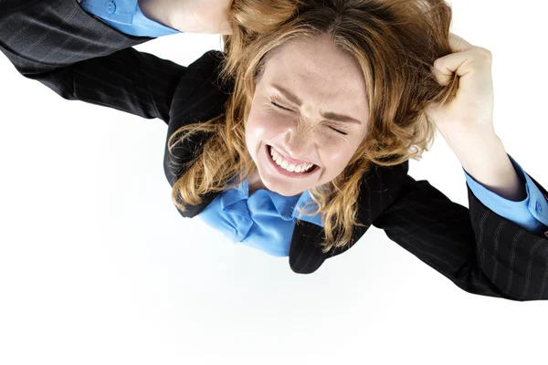 Frustrato bella bruna strappando i capelli fuori — Foto Stock