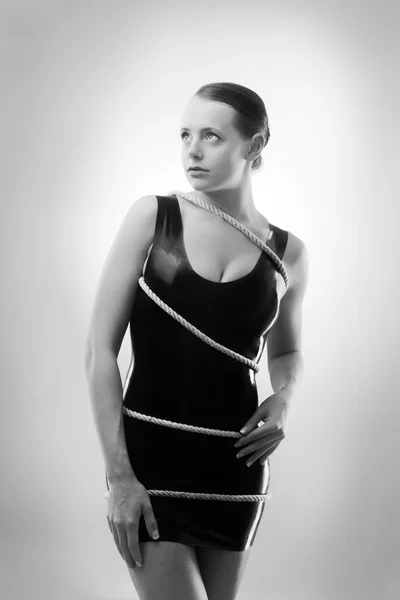 라텍스를 착용 하는 여자 — 스톡 사진