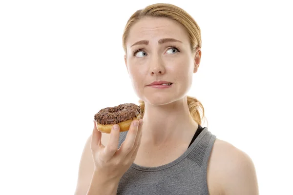 Comendo donut yum — Fotografia de Stock