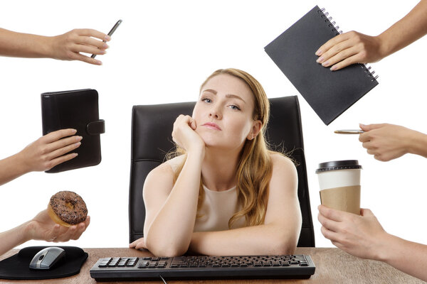 business woman sitting at desk