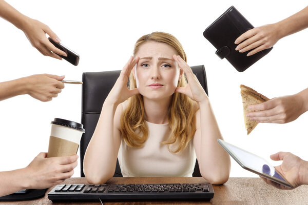 business woman sitting at desk