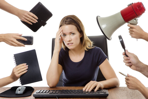 business woman sitting at desk