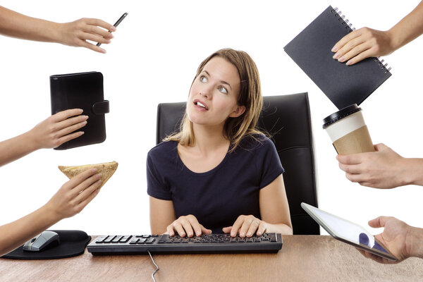 business woman sitting at desk