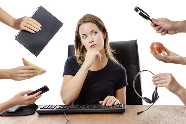 business woman sitting at desk