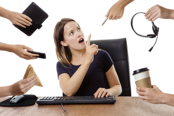 business woman sitting at desk