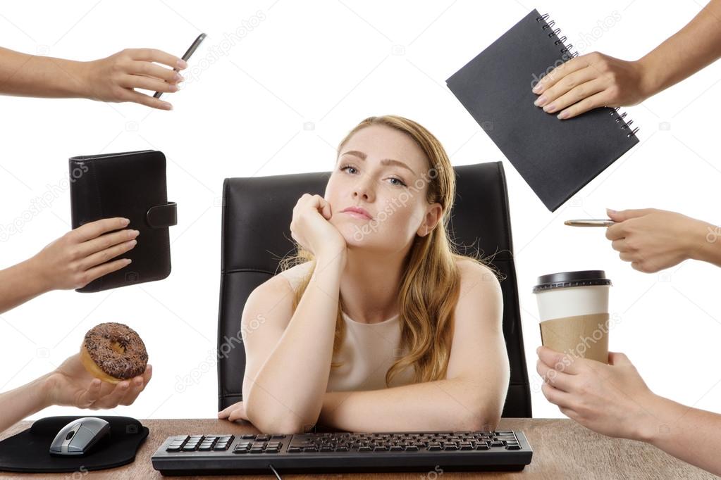 business woman sitting at desk