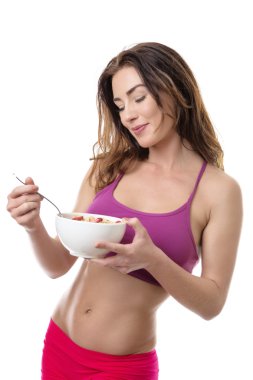 Güzel esmer tahıl yemek