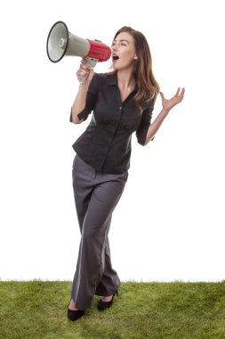iş kadını megafon ile