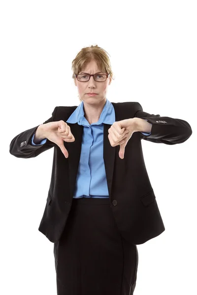Business woman thumbs down. — Stock Photo, Image