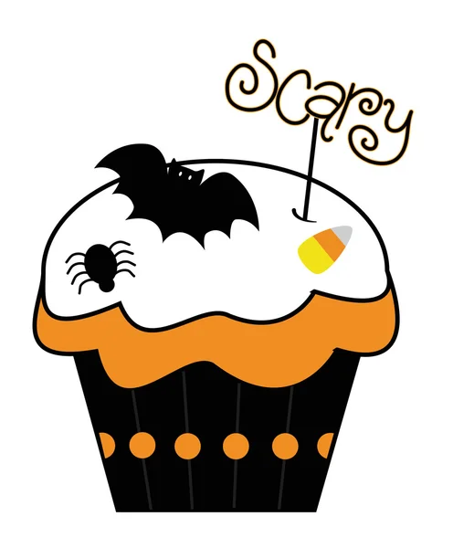 Spaventoso Halloween Cupcake — Vettoriale Stock