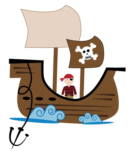 Piratenschip met zeilen — Stockvector