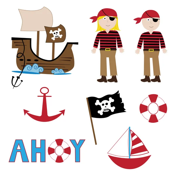 Pirate Costume Items — Stock Vector