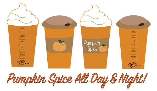 Pumpkin Spice alle dag en nacht — Stockvector
