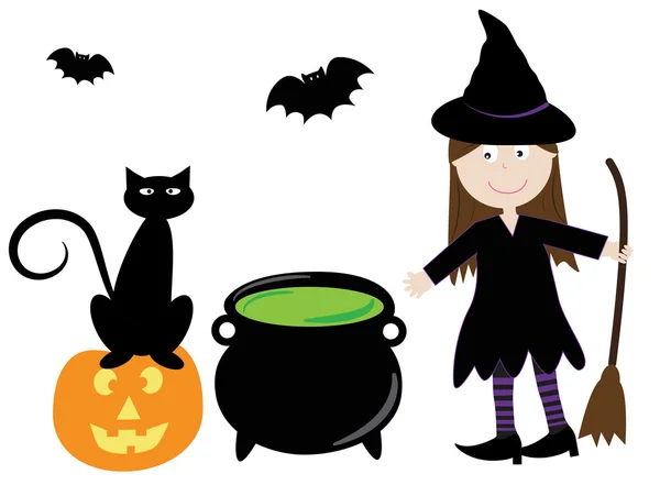 Joyeux Halloween sorcière — Image vectorielle