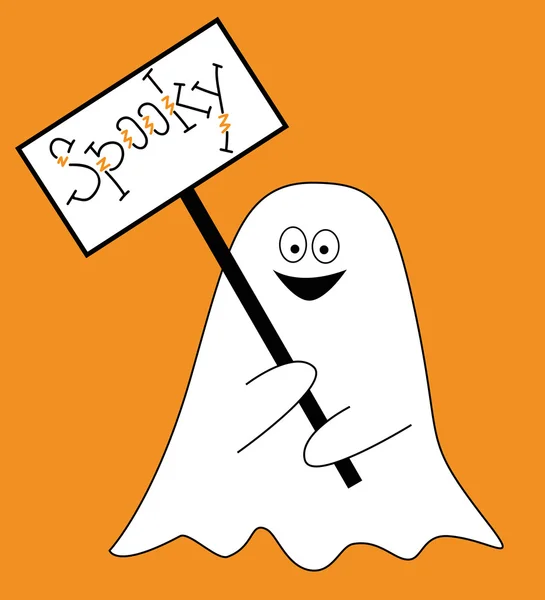 Fantasma con signo espeluznante — Vector de stock