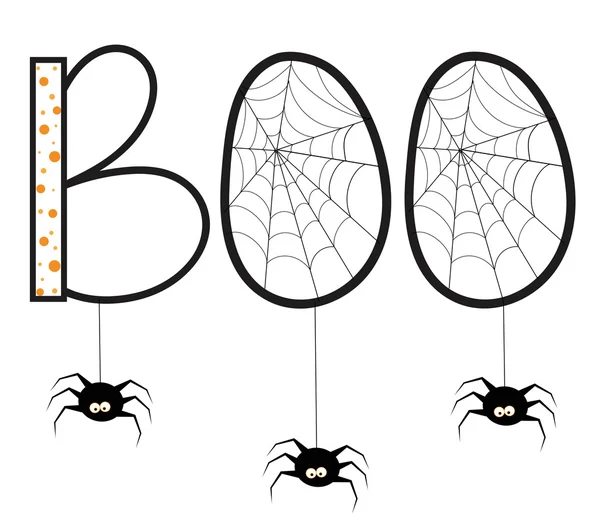 Boo avec des araignées — Image vectorielle