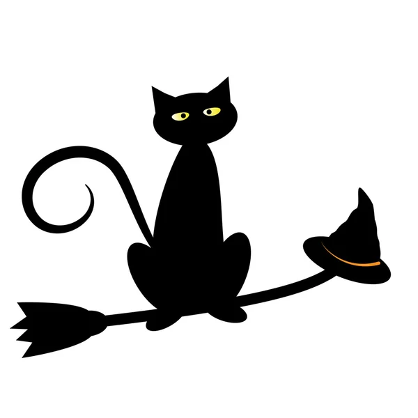 Gato preto Halloween — Vetor de Stock