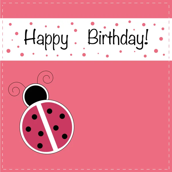 Coccinella Buon compleanno Invito — Vettoriale Stock