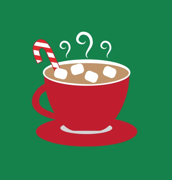 Chocolat chaud de Noël avec guimauves — Image vectorielle