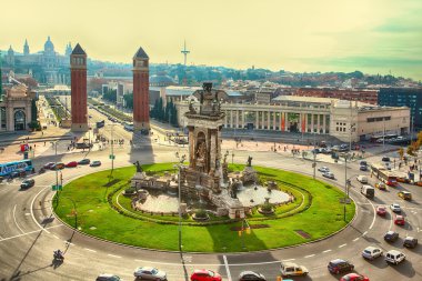 Placa de España'nın, barcelona görüntüleyin. Catalonia, İspanya