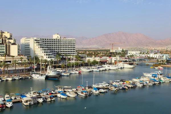 The nice view from marina promenade on the moored boats — Stock Photo, Image