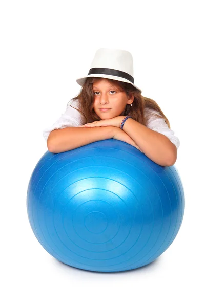 Little with big ball — Stock Photo, Image