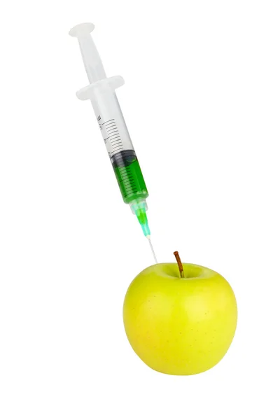 注射器で新鮮なリンゴ — ストック写真