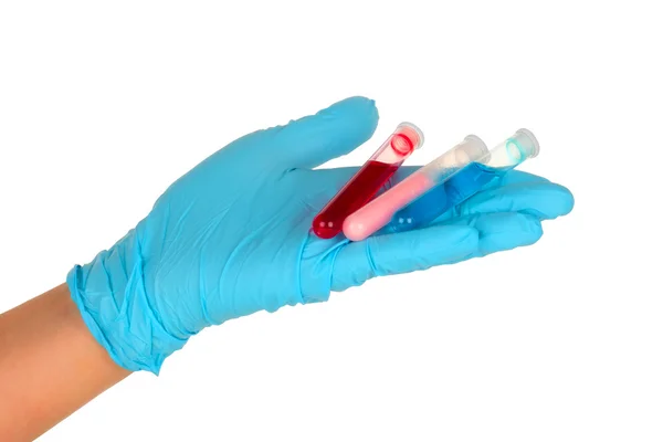 Hand with test tubes — Stock Photo, Image