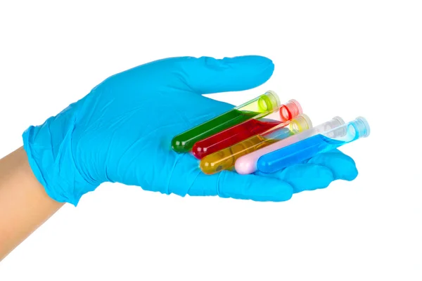 Hand with test tubes — Stock Photo, Image