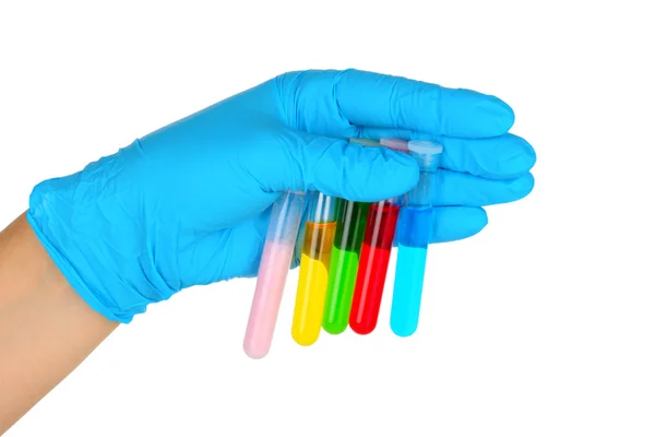 Hand with test tubes — Stock Photo, Image