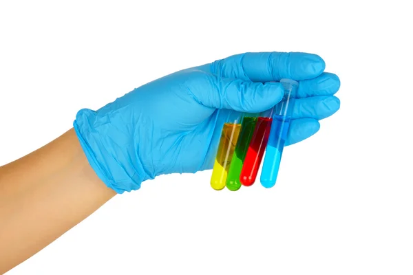 Hand with test tubes — Stock Photo, Image