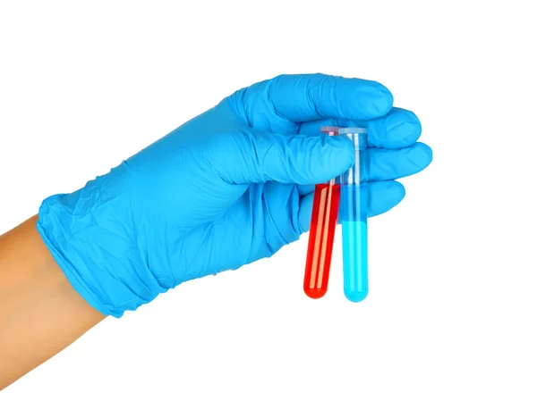 Hand with test tubes — Stock Photo, Image