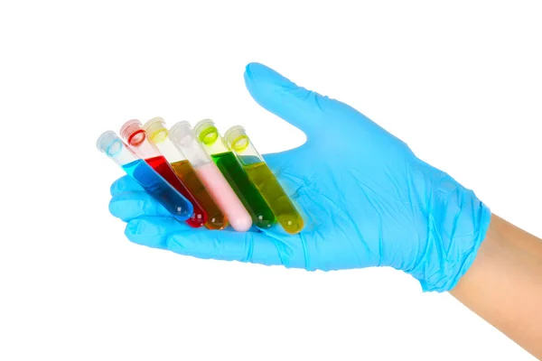 Hand with test tubes — Stock Photo, Image